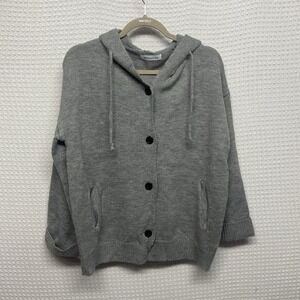 Misslook Gray‎ Knit Hooded Button Front Cardigan Women M China Cotton/Acrylic